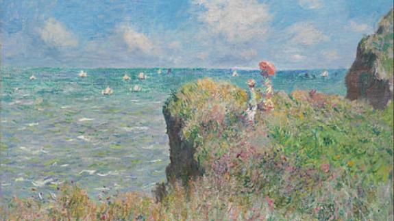 Claude Monet, Spaziergang über die Felsen von Pourville, 1882